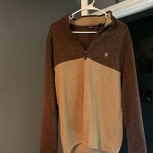 Izod Brown and Cream Quarter-Zip Pullover